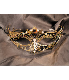 Masque vénitien Asia rigide doré avec strass - HMJ-028B